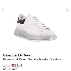 Alexander McQueen Oversize Low-Top Sneakers (EU Size 40)